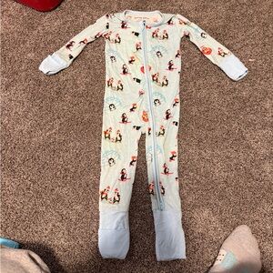 Butter Baby Bamboo Mint Penguin Print Zipper Footed Pajama